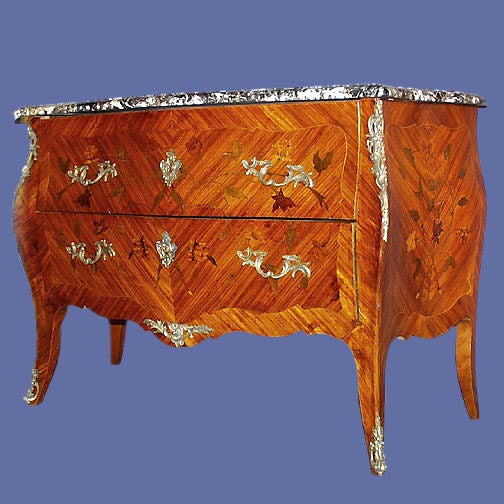 French 19th century two-drawer commode with floral inlay