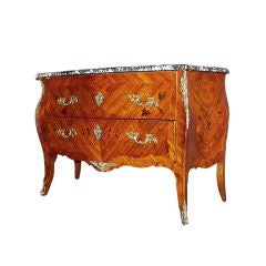 French 19th century two-drawer commode with floral inlay