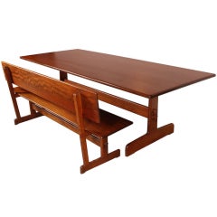 Gerarld McCabe Custom 8’ Trestle Dining Table and Bench for Orange Crate Modern