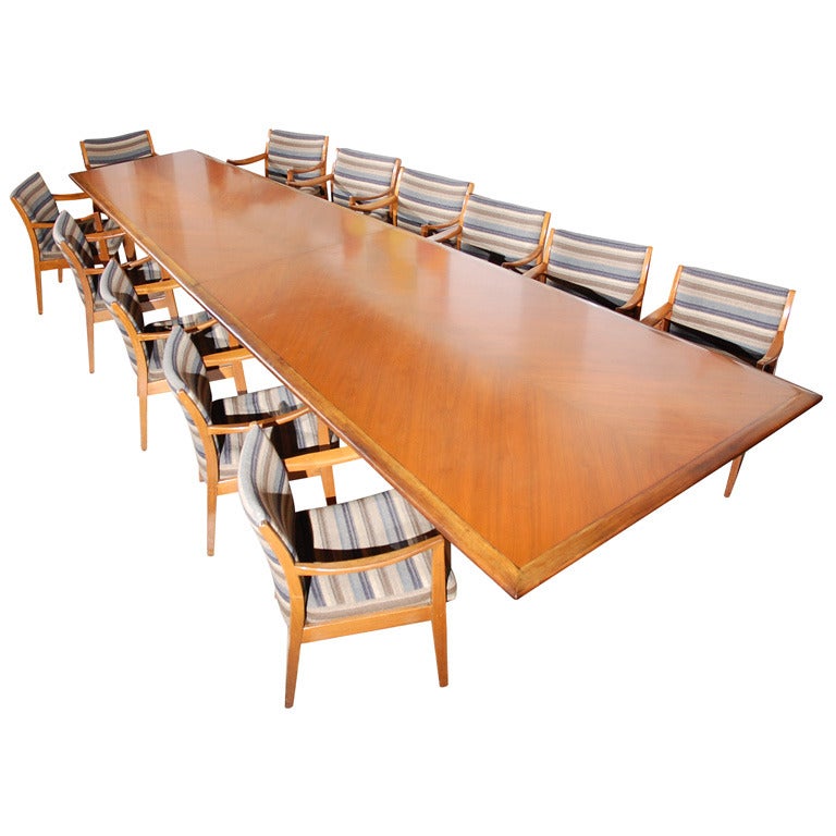15' Conference Table and Chairs from Paul Williams Building For Sale