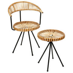 Dirk Van Sliedrecht Bamboo Chair and Stool