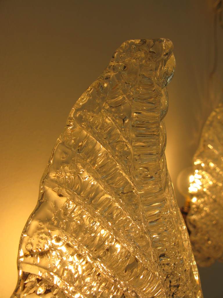 Mid-20th Century Pair of Barovier & Toso Leaf Sconces