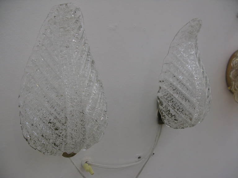 Pair of Barovier & Toso Leaf Sconces 1