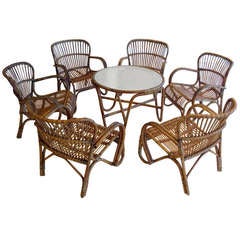 Bamboo / Rattan Set of 6 Chairs & Table