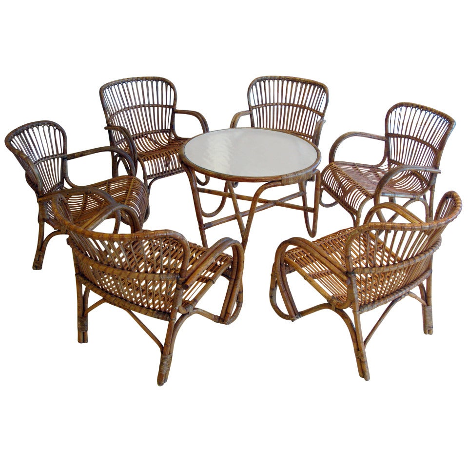 Bamboo / Rattan Set of 6 Chairs & Table