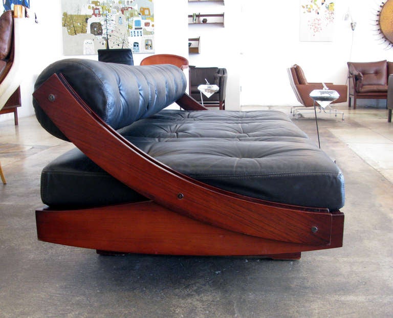 Italian Gianni Songia Rosewood & Leather Daybed