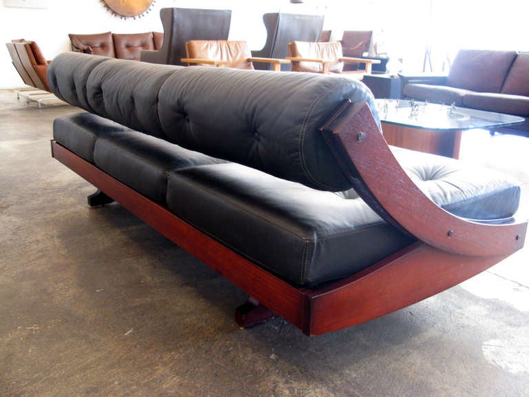 Mid-20th Century Gianni Songia Rosewood & Leather Daybed