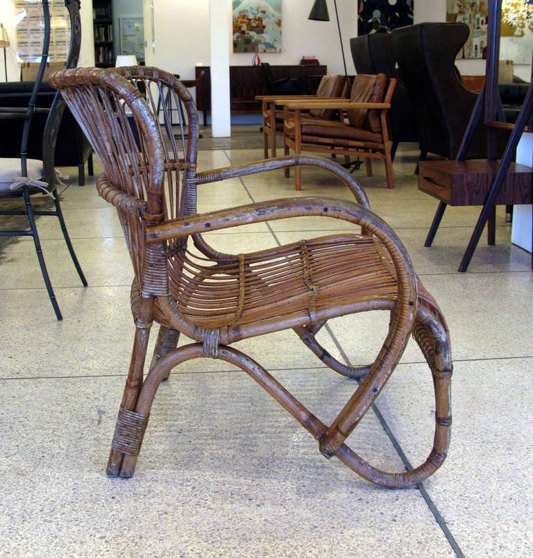 Danish Bamboo / Rattan Set of 6 Chairs & Table