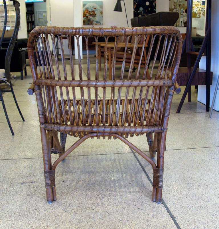 Bamboo / Rattan Set of 6 Chairs & Table In Good Condition In Los Angeles, CA