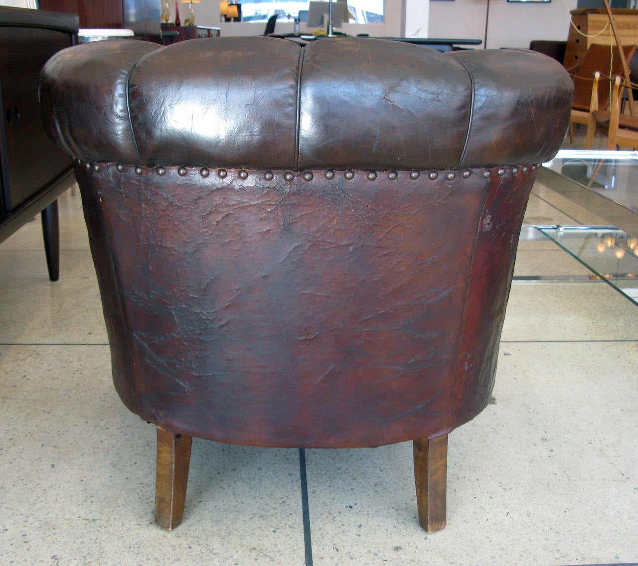 Danish Single Aged Leather Club Chair