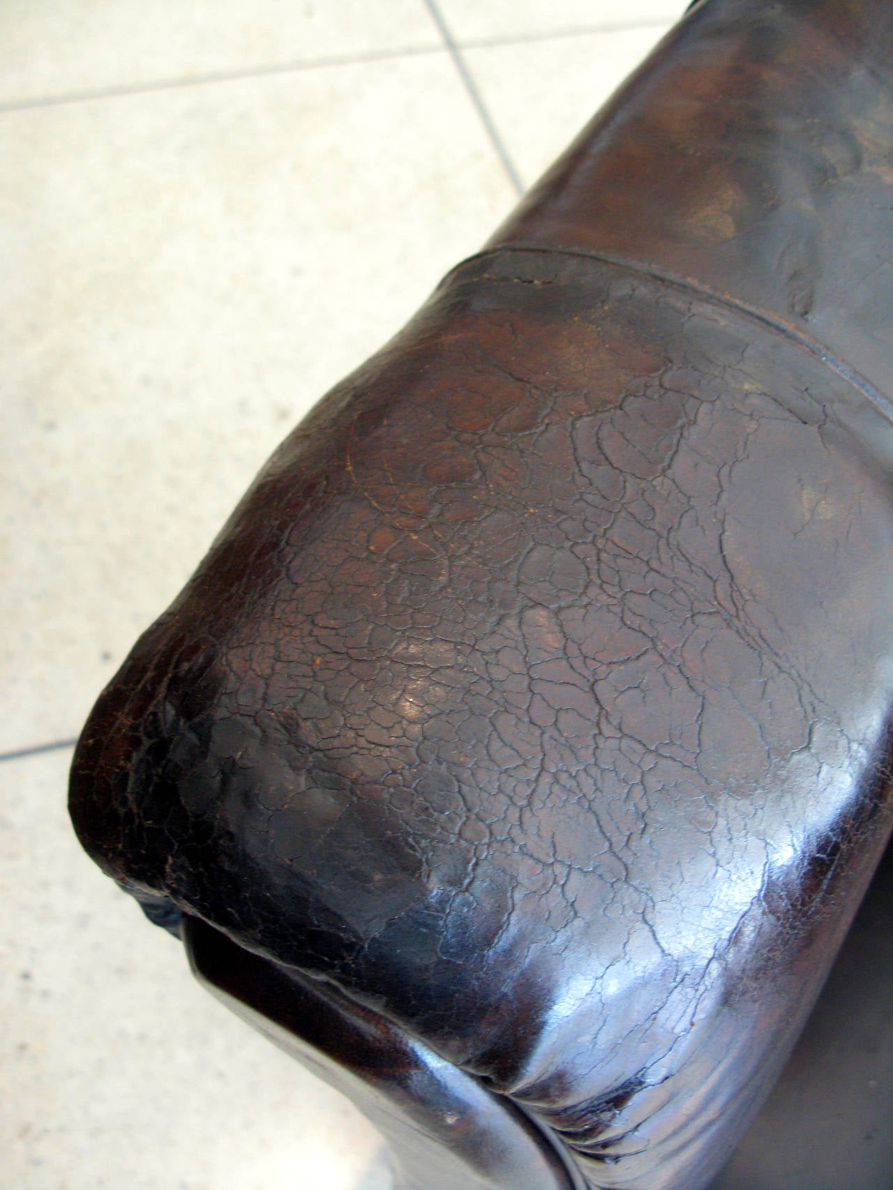 Single Aged Leather Club Chair 2