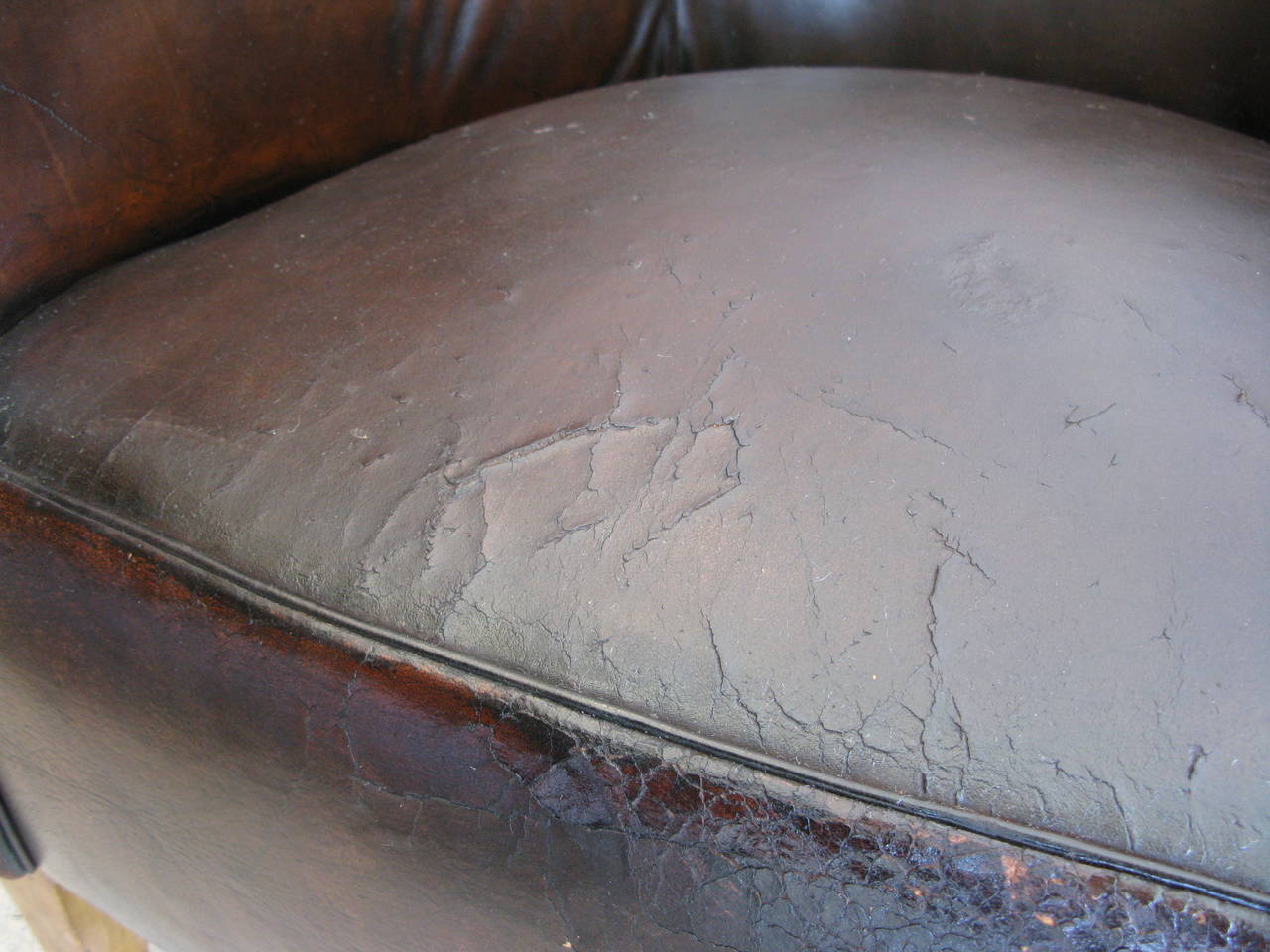 Single Aged Leather Club Chair 5