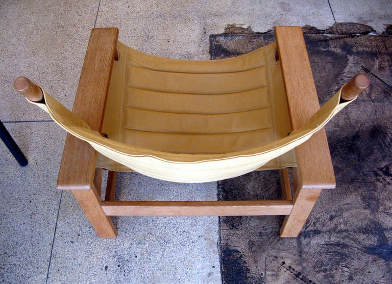 Pair of Yellow Leather & Oak Lounge Chairs 1