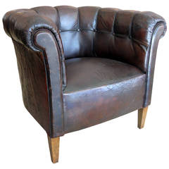 Single Aged Leather Club Chair