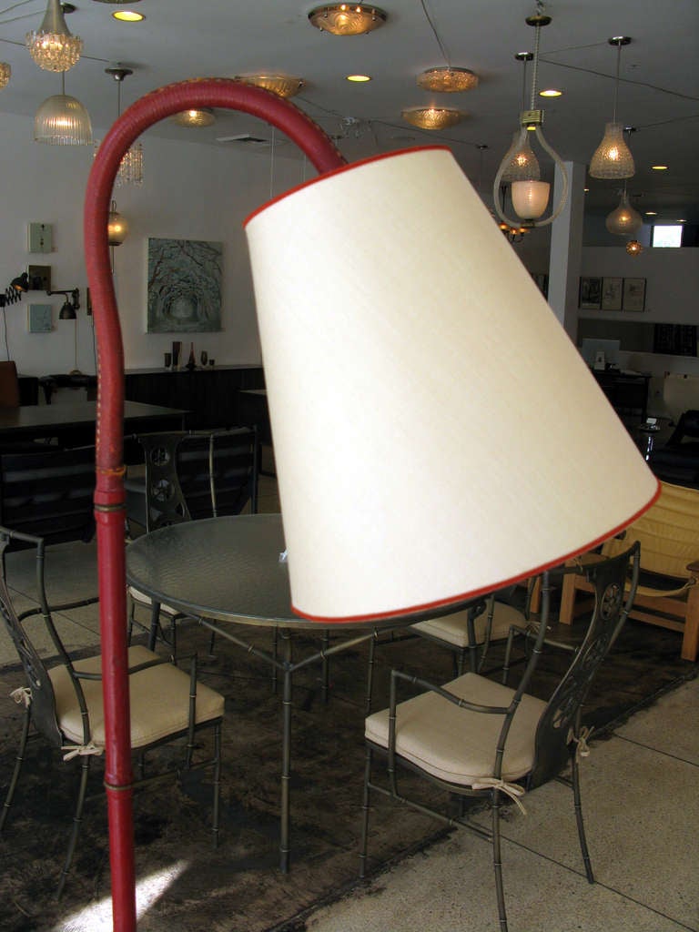 Jacques Adnet Red Leather Floor Lamp