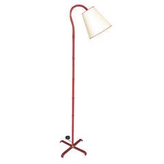 Jacques Adnet Red Leather Floor Lamp