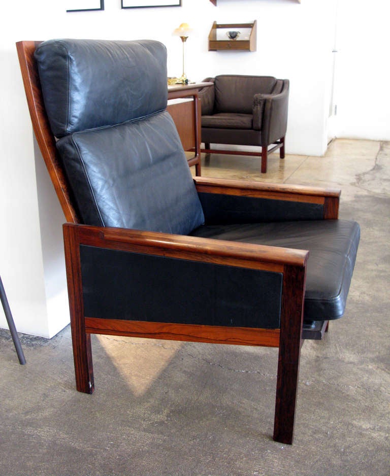 Mid-20th Century Illum Wikkelso Leather & Wood Armchair