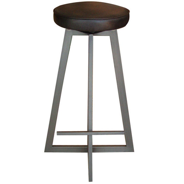 X Stool Leather and Metal at 1stdibs