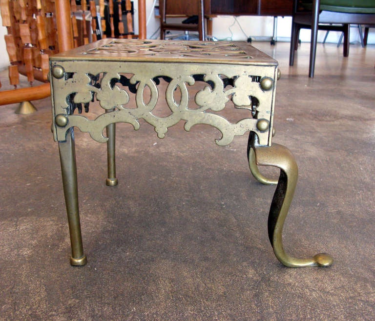 19th Century Solid Brass Footman Stool / Kettle Stand