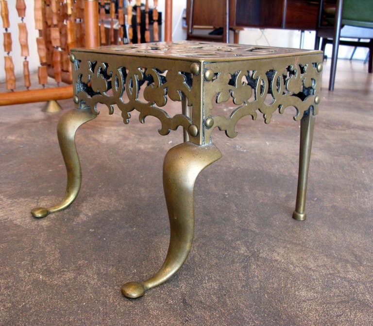 Solid Brass Footman Stool / Kettle Stand 2