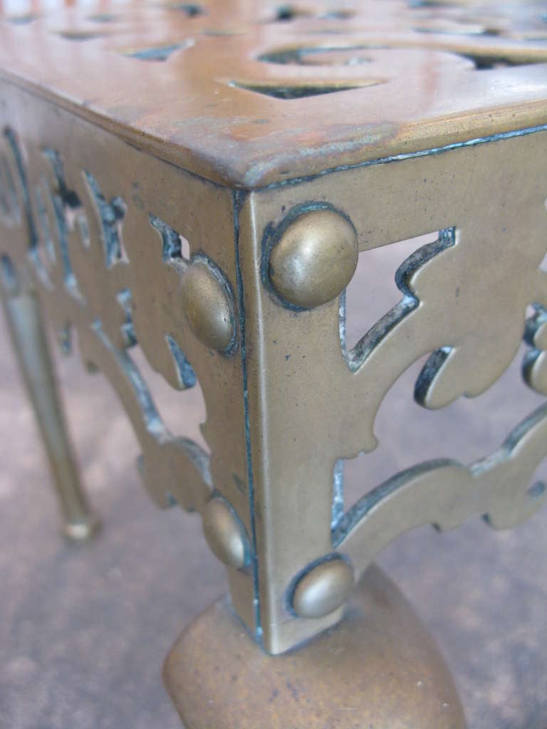 Solid Brass Footman Stool / Kettle Stand 5