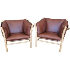 Pair of Arne Norell "Ilona" Safari Chairs