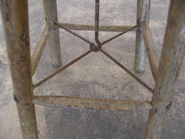 Primitive Wooden Milking Stool In Distressed Condition In Los Angeles, CA