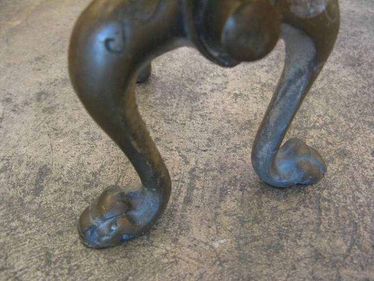 Pair of Vintage Brass Lion Head Andirons 5