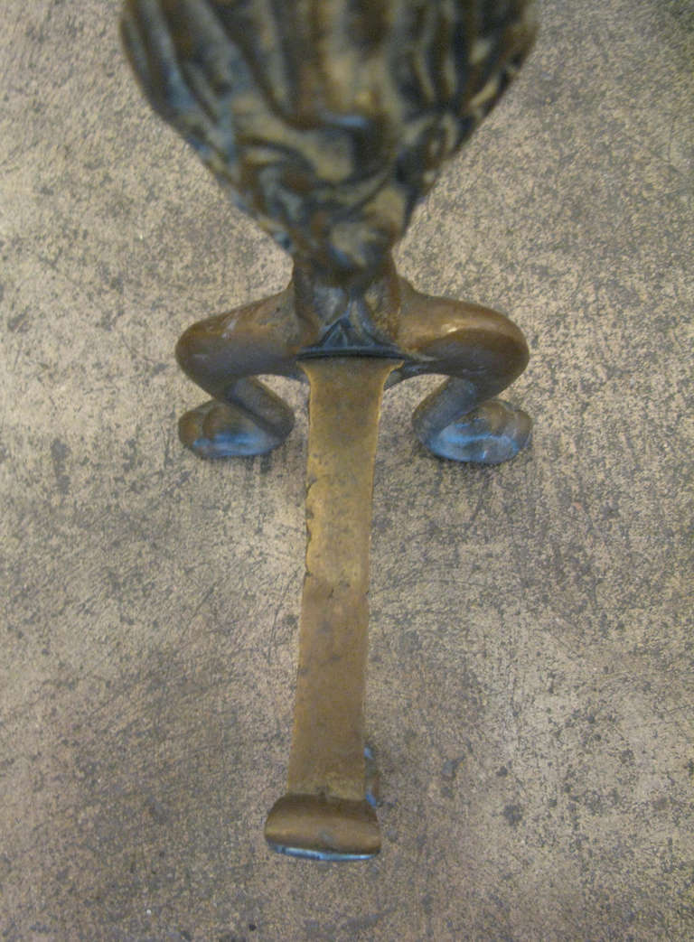 Pair of Vintage Brass Lion Head Andirons 2