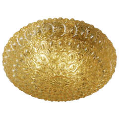 Large Oval Pattern Amber Glass Ceiling Mount