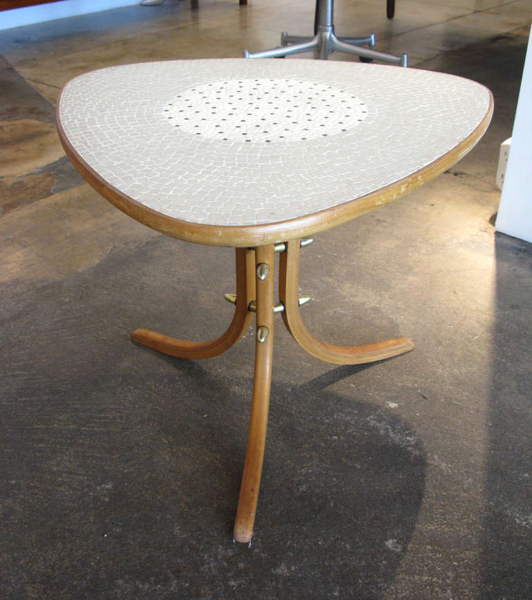 Danish Mosaic Tile Top Side Table In Excellent Condition In Los Angeles, CA
