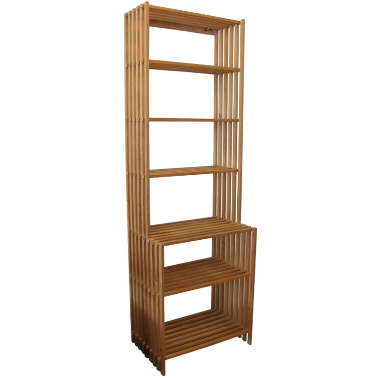 Tall Collapsible Slatted Pine Shelf at 1stdibs