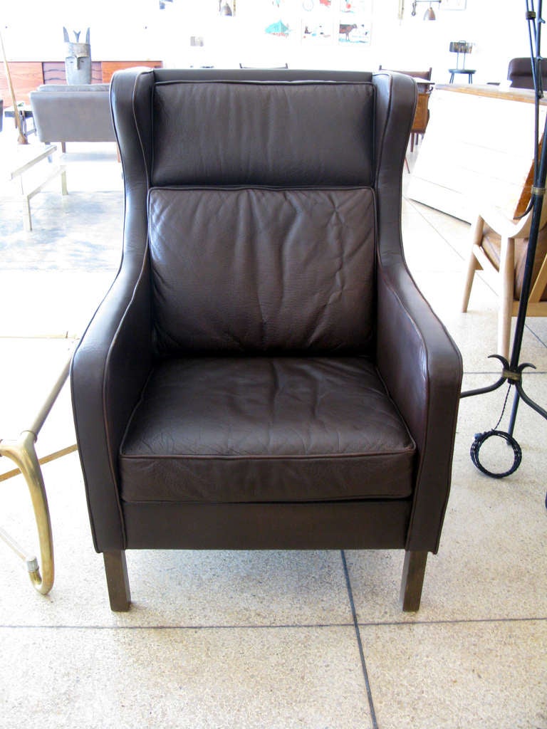 Pair of Danish Aged Leather Wingbacks