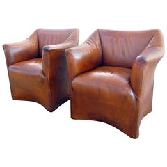 Pair of Leather "Tentazione" Lounge Chairs by Mario Bellini for Cassina