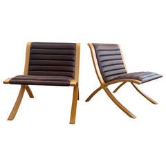Pair of Peter Hvidt X-Frame Chairs