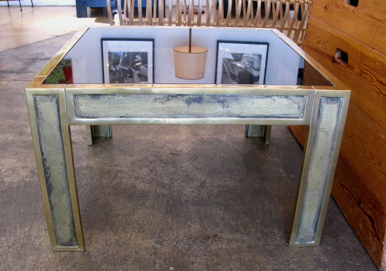 Pair of Aged Brass and Glass Side Tables In Excellent Condition In Los Angeles, CA