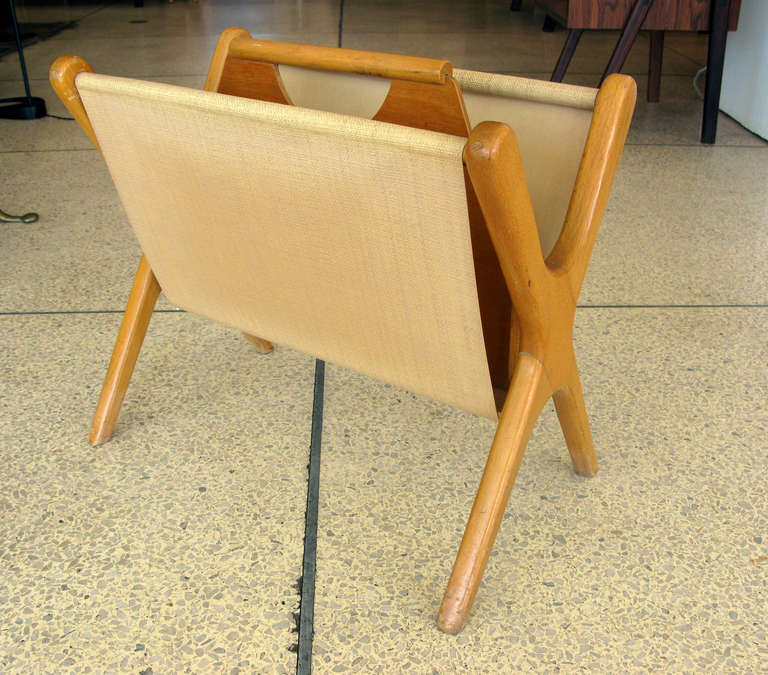 Vintage Blonde Wood Magazine Rack