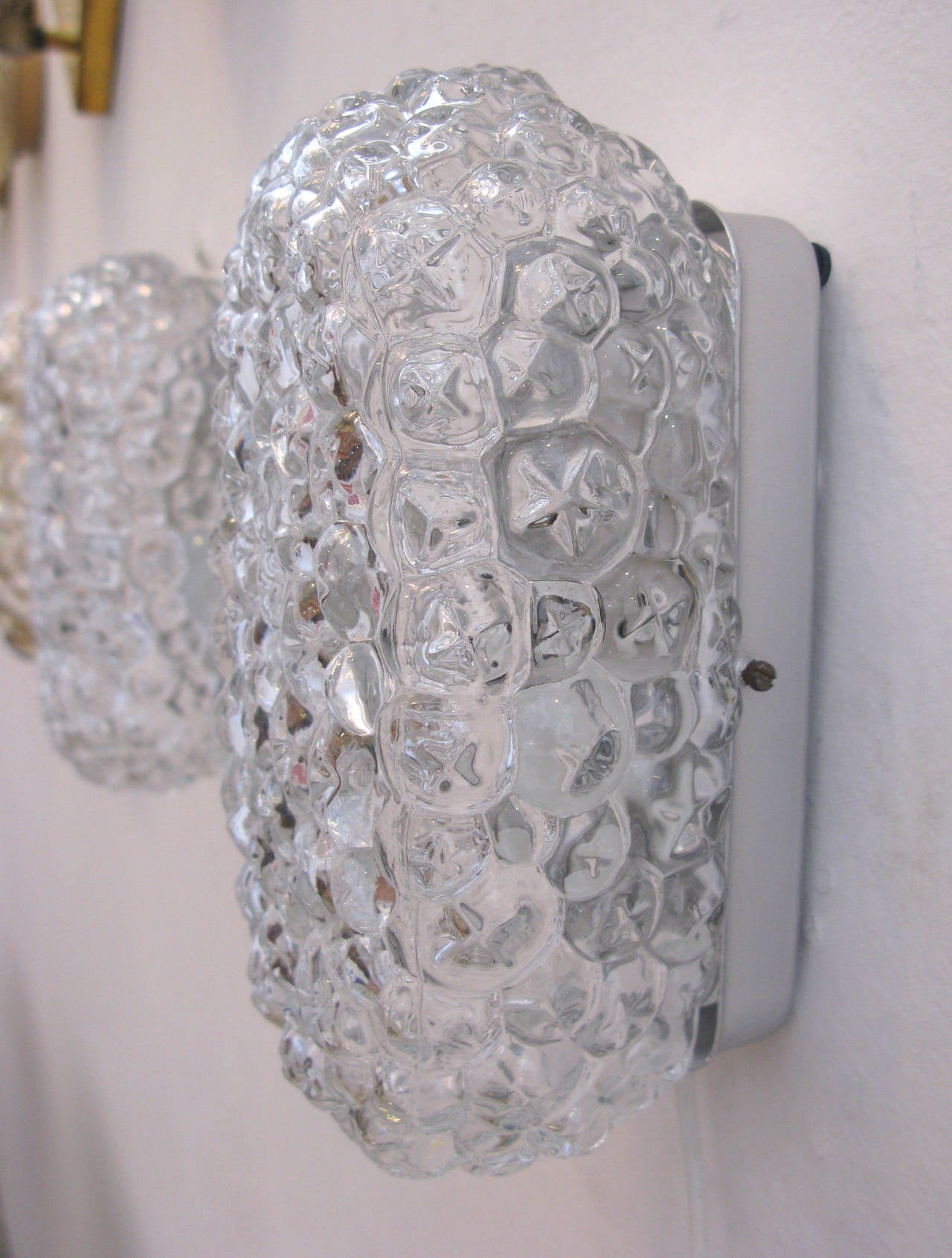 Pair of Clear Glass Bubble Sconces In Excellent Condition In Los Angeles, CA