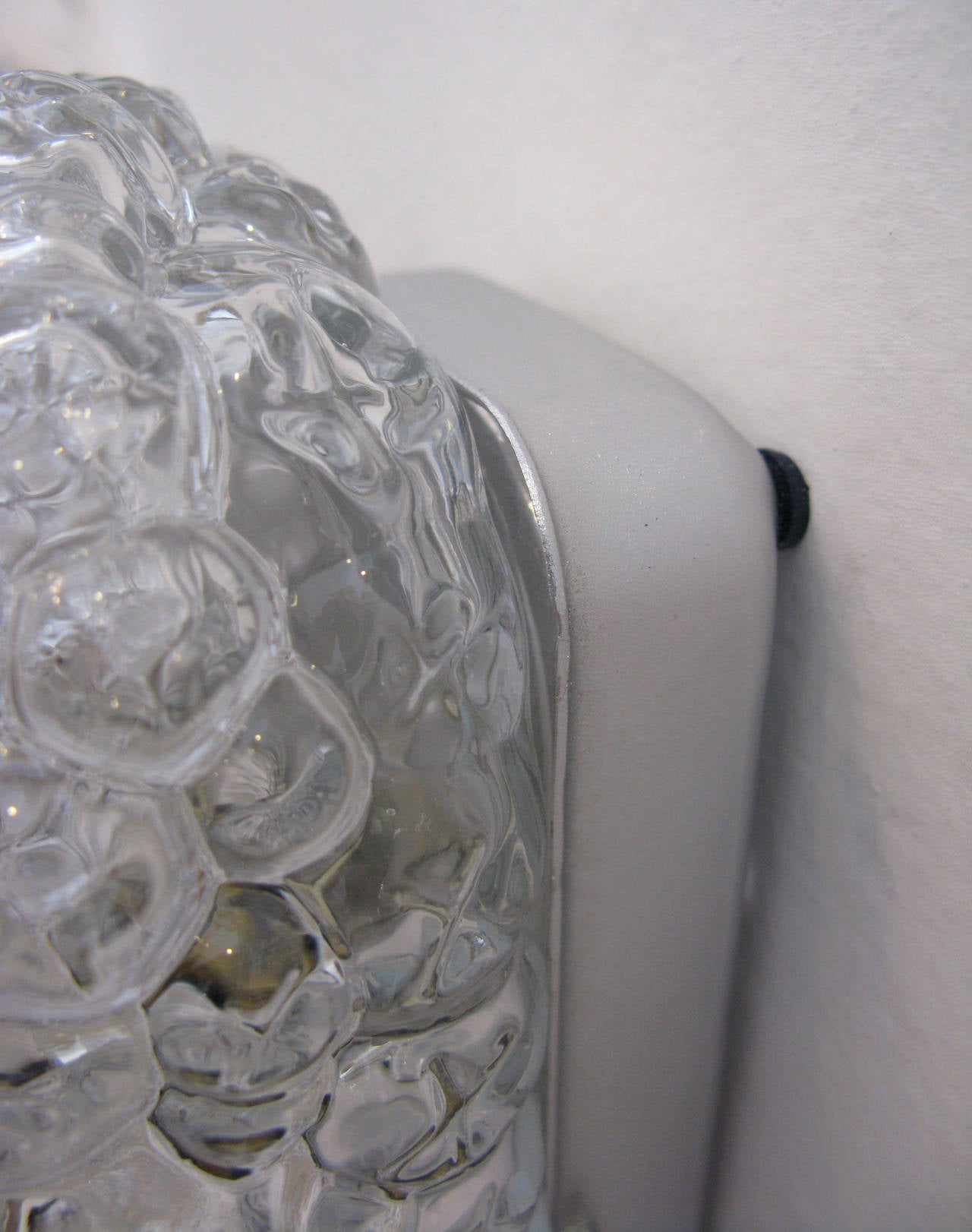 Late 20th Century Pair of Clear Glass Bubble Sconces