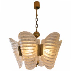 Vintage Shimmer Glass 
Polished Brass Pendant