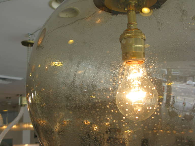 Late 20th Century Doria Bubbled Glass Pendant Light - Large