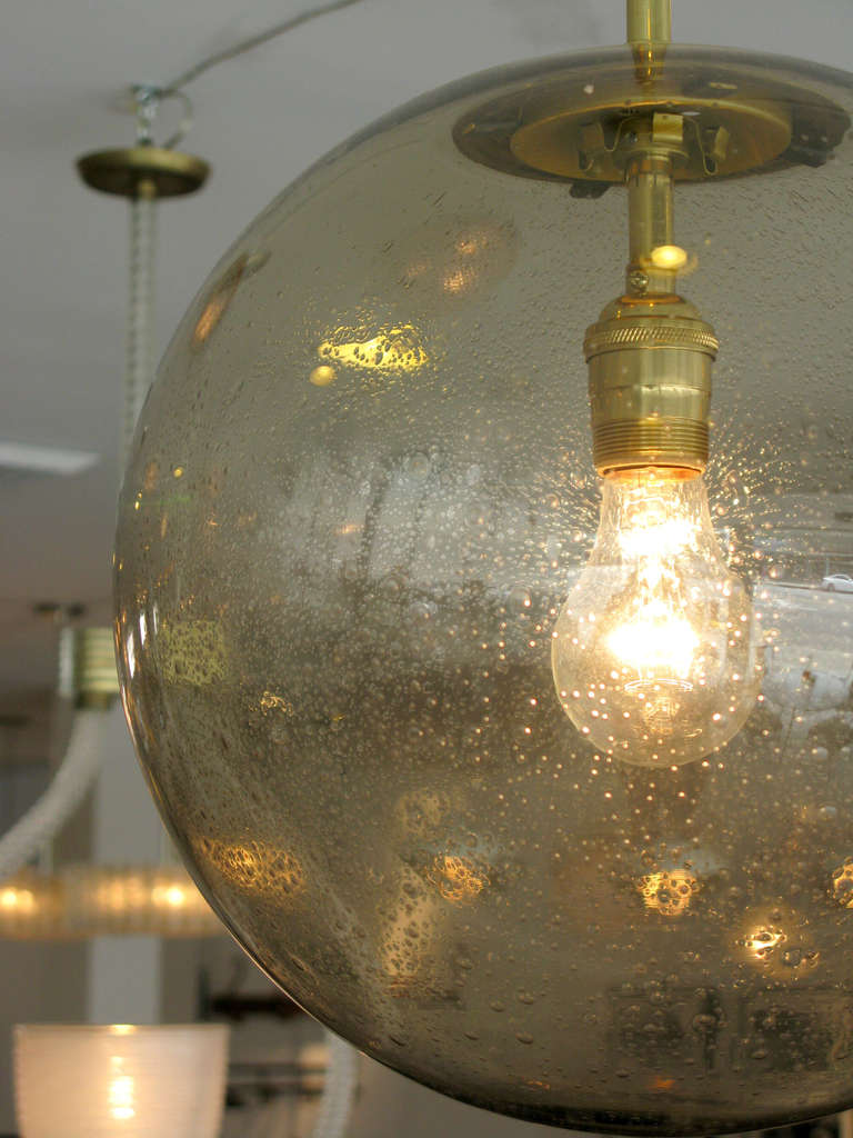 Doria Bubbled Glass Pendant Light - Large In Excellent Condition In Los Angeles, CA
