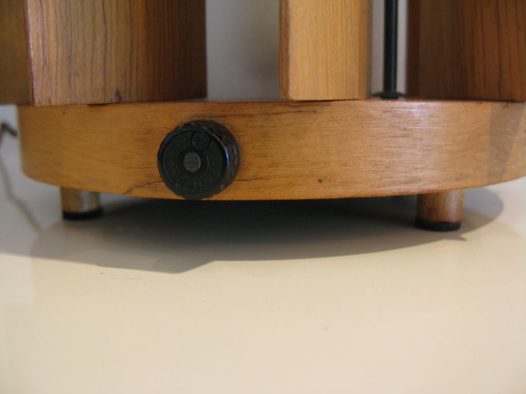 Mid-20th Century Wood Slatted Table Lamp