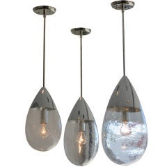 Set of 3 Limburg Bubbled Glass Drop Lamps