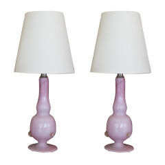 Pair of Pink Barovier & Toso Lamps