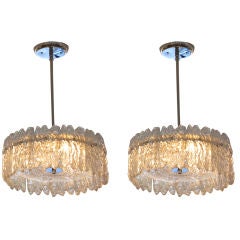 Pair of Orrefors Glass Chandeliers