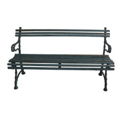 Painted Wood & Cast Iron Garden Bench