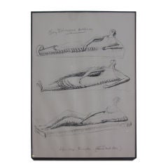 Original Framed Henry Moore Sketch - Clay Technique Drapery