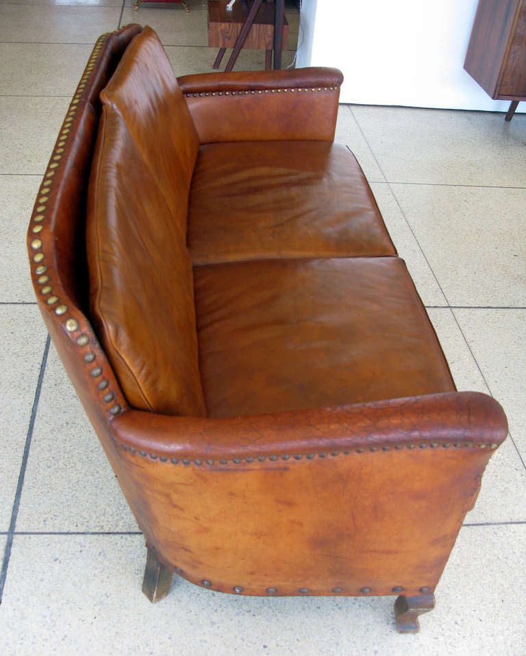 Aged Leather 2 Person Sofa 1