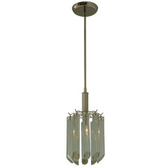 Venini Glass Prism & Polished Nickel Chandelier